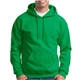aerial view a irish green gildan 50/50 adult heavy blend(tm) hooded sweatshirt, image 1 of 2