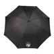 aerial view a black 58 recycled golf umbrella with wooden handle, image 1 of 6