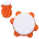 aerial view a orange push pop spinning top, image 1 of 2