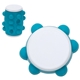 aerial view a teal push pop spinning top, image 1 of 2