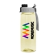 a gray with black cap lid & t pastel yellow bottle the flair - 26 oz transparent tritan(tm) bottle with quick snap lid and digital imprint