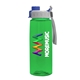 a gray with blue cap lid & transparent-green bottle the flair - 26 oz transparent tritan(tm) bottle with quick snap lid and digital imprint