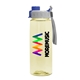 a gray with blue cap lid & t pastel yellow bottle the flair - 26 oz transparent tritan(tm) bottle with quick snap lid and digital imprint
