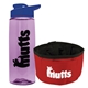 a t lilac bottle & reflex blue lid & red bowl the parched pup - 26 oz transparent tritan(tm) bottle folding dog bowl