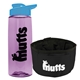 a t lilac bottle & cyan lid & black bowl the parched pup - 26 oz transparent tritan(tm) bottle folding dog bowl