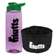 a t lilac bottle & green lid & black bowl the parched pup - 26 oz transparent tritan(tm) bottle folding dog bowl