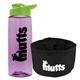 a t lilac bottle & lime green lid & black bowl the parched pup - 26 oz transparent tritan(tm) bottle folding dog bowl