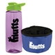 a t lilac bottle & lime green lid & blue bowl the parched pup - 26 oz transparent tritan(tm) bottle folding dog bowl