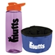 a t lilac bottle & orange lid & blue bowl the parched pup - 26 oz transparent tritan(tm) bottle folding dog bowl