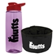 a t lilac bottle & red lid & black bowl the parched pup - 26 oz transparent tritan(tm) bottle folding dog bowl