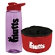 a t lilac bottle & red lid & red bowl the parched pup - 26 oz transparent tritan(tm) bottle folding dog bowl