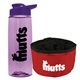 a t lilac bottle & violet lid & red bowl the parched pup - 26 oz transparent tritan(tm) bottle folding dog bowl
