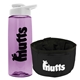 a t lilac bottle & white lid & black bowl the parched pup - 26 oz transparent tritan(tm) bottle folding dog bowl