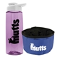 a t lilac bottle & white lid & blue bowl the parched pup - 26 oz transparent tritan(tm) bottle folding dog bowl