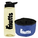 a t pastel yellow bottle & black lid & blue bowl the parched pup - 26 oz transparent tritan(tm) bottle folding dog bowl