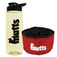 a t pastel yellow bottle & black lid & red bowl the parched pup - 26 oz transparent tritan(tm) bottle folding dog bowl
