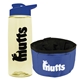 a t pastel yellow bottle & reflex blue lid & blue bowl the parched pup - 26 oz transparent tritan(tm) bottle folding dog bowl