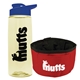 a t pastel yellow bottle & reflex blue lid & red bowl the parched pup - 26 oz transparent tritan(tm) bottle folding dog bowl
