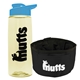 a t pastel yellow bottle & cyan lid & black bowl the parched pup - 26 oz transparent tritan(tm) bottle folding dog bowl