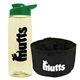 a t pastel yellow bottle & green lid & black bowl the parched pup - 26 oz transparent tritan(tm) bottle folding dog bowl