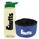 a t pastel yellow bottle & green lid & blue bowl the parched pup - 26 oz transparent tritan(tm) bottle folding dog bowl