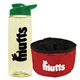 a t pastel yellow bottle & green lid & red bowl the parched pup - 26 oz transparent tritan(tm) bottle folding dog bowl