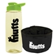 a t pastel yellow bottle & lime green lid & black bowl the parched pup - 26 oz transparent tritan(tm) bottle folding dog bowl