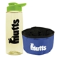 a t pastel yellow bottle & lime green lid & blue bowl the parched pup - 26 oz transparent tritan(tm) bottle folding dog bowl