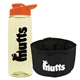 a t pastel yellow bottle & orange lid & black bowl the parched pup - 26 oz transparent tritan(tm) bottle folding dog bowl