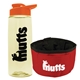 a t pastel yellow bottle & orange lid & red bowl the parched pup - 26 oz transparent tritan(tm) bottle folding dog bowl