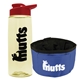 a t pastel yellow bottle & red lid & blue bowl the parched pup - 26 oz transparent tritan(tm) bottle folding dog bowl