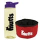 a t pastel yellow bottle & violet lid & red bowl the parched pup - 26 oz transparent tritan(tm) bottle folding dog bowl