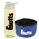a t pastel yellow bottle & white lid & blue bowl the parched pup - 26 oz transparent tritan(tm) bottle folding dog bowl