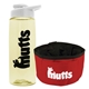 a t pastel yellow bottle & white lid & red bowl the parched pup - 26 oz transparent tritan(tm) bottle folding dog bowl