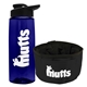 a t navy blue bottle & black lid & black bowl the parched pup - 26 oz transparent tritan(tm) bottle folding dog bowl