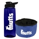 a t navy blue bottle & black lid & blue bowl the parched pup - 26 oz transparent tritan(tm) bottle folding dog bowl