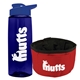 a t navy blue bottle & reflex blue lid & red bowl the parched pup - 26 oz transparent tritan(tm) bottle folding dog bowl
