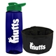 a t navy blue bottle & green lid & black bowl the parched pup - 26 oz transparent tritan(tm) bottle folding dog bowl