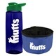 a t navy blue bottle & green lid & blue bowl the parched pup - 26 oz transparent tritan(tm) bottle folding dog bowl