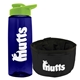 a t navy blue bottle & lime green lid & black bowl the parched pup - 26 oz transparent tritan(tm) bottle folding dog bowl