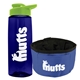 a t navy blue bottle & lime green lid & blue bowl the parched pup - 26 oz transparent tritan(tm) bottle folding dog bowl