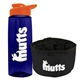 a t navy blue bottle & orange lid & black bowl the parched pup - 26 oz transparent tritan(tm) bottle folding dog bowl