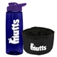 a t navy blue bottle & violet lid & black bowl the parched pup - 26 oz transparent tritan(tm) bottle folding dog bowl