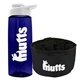 a t navy blue bottle & white lid & black bowl the parched pup - 26 oz transparent tritan(tm) bottle folding dog bowl