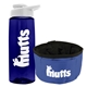 a t navy blue bottle & white lid & blue bowl the parched pup - 26 oz transparent tritan(tm) bottle folding dog bowl