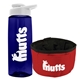 a t navy blue bottle & white lid & red bowl the parched pup - 26 oz transparent tritan(tm) bottle folding dog bowl