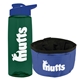 a t dark green bottle & reflex blue lid & blue bowl the parched pup - 26 oz transparent tritan(tm) bottle folding dog bowl