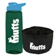 a t dark green bottle & cyan lid & black bowl the parched pup - 26 oz transparent tritan(tm) bottle folding dog bowl