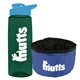 a t dark green bottle & cyan lid & blue bowl the parched pup - 26 oz transparent tritan(tm) bottle folding dog bowl