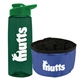a t dark green bottle & green lid & blue bowl the parched pup - 26 oz transparent tritan(tm) bottle folding dog bowl